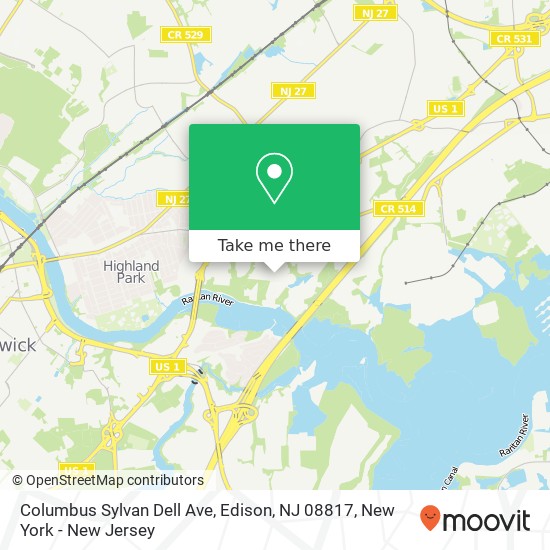 Mapa de Columbus Sylvan Dell Ave, Edison, NJ 08817