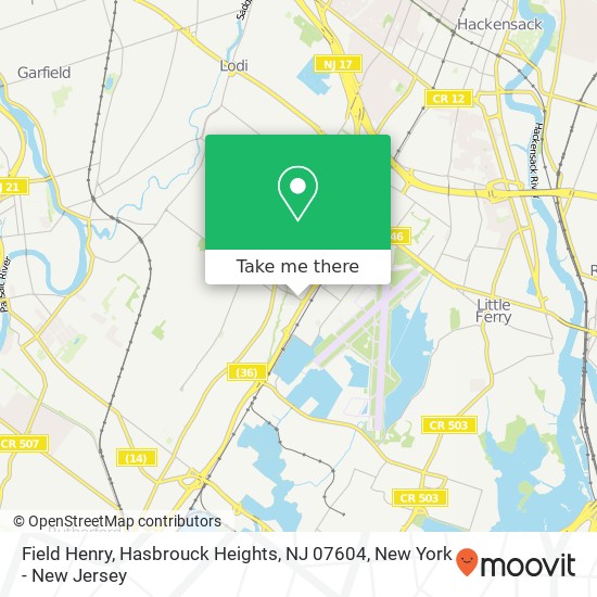 Mapa de Field Henry, Hasbrouck Heights, NJ 07604
