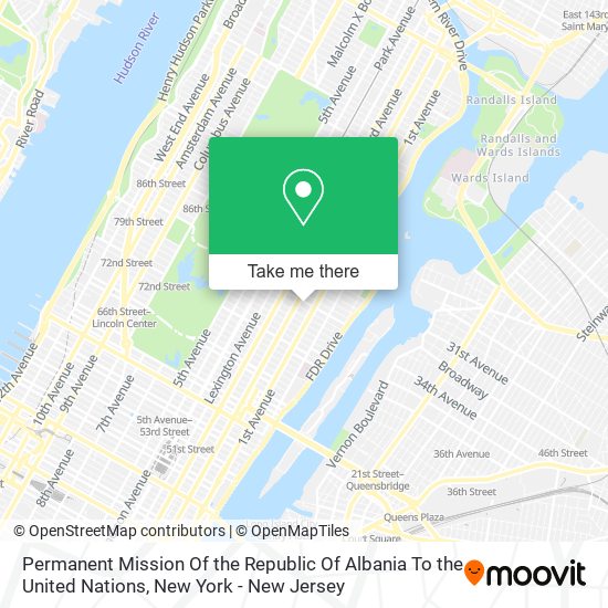 Permanent Mission Of the Republic Of Albania To the United Nations map