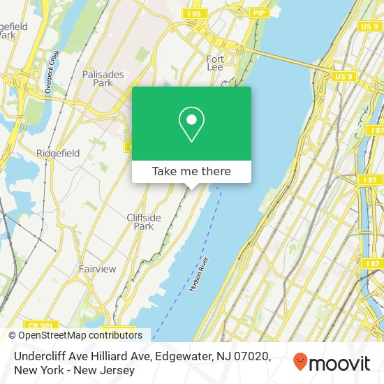 Undercliff Ave Hilliard Ave, Edgewater, NJ 07020 map