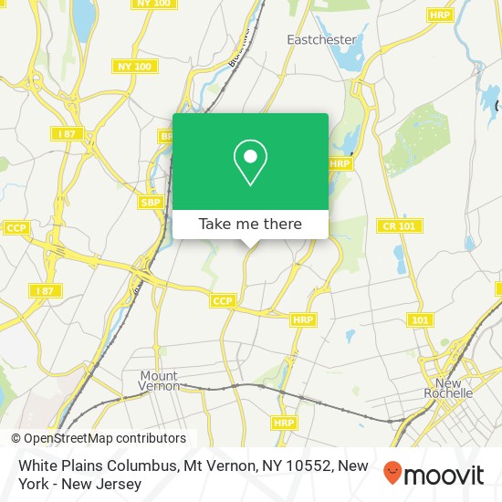 Mapa de White Plains Columbus, Mt Vernon, NY 10552