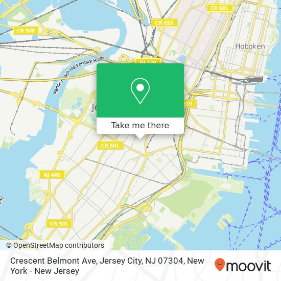 Mapa de Crescent Belmont Ave, Jersey City, NJ 07304