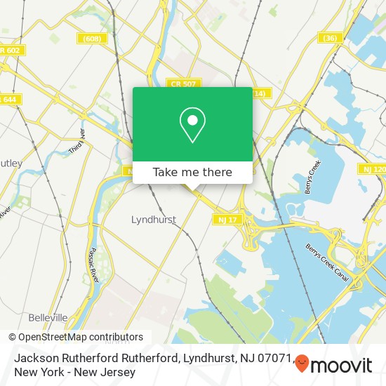 Mapa de Jackson Rutherford Rutherford, Lyndhurst, NJ 07071