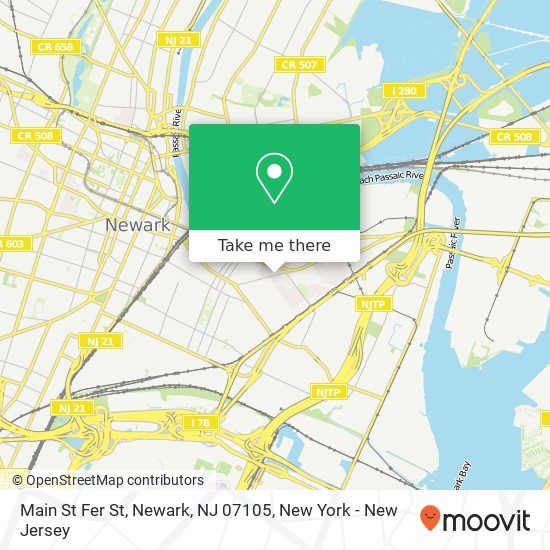 Mapa de Main St Fer St, Newark, NJ 07105