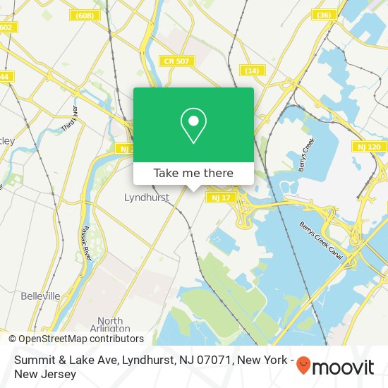 Mapa de Summit & Lake Ave, Lyndhurst, NJ 07071