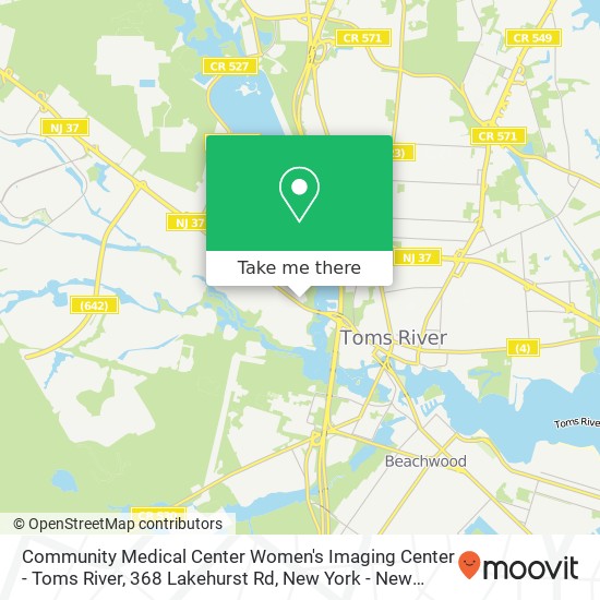 Community Medical Center Women's Imaging Center - Toms River, 368 Lakehurst Rd map