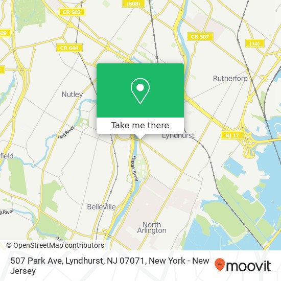 Mapa de 507 Park Ave, Lyndhurst, NJ 07071