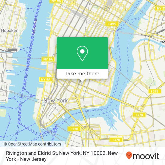 Rivington and Eldrid St, New York, NY 10002 map