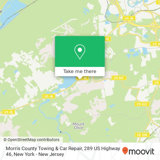 Morris County Towing & Car Repair, 289 US Highway 46 map
