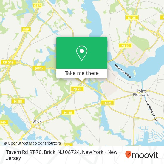 Tavern Rd RT-70, Brick, NJ 08724 map