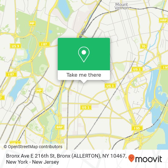 Mapa de Bronx Ave E 216th St, Bronx (ALLERTON), NY 10467