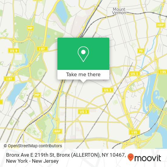 Mapa de Bronx Ave E 219th St, Bronx (ALLERTON), NY 10467