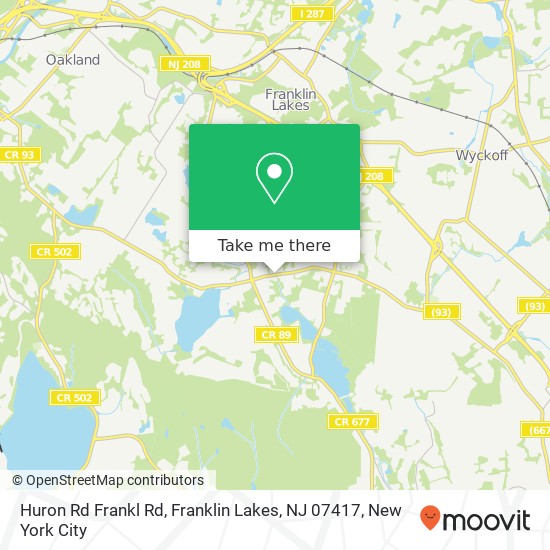 Mapa de Huron Rd Frankl Rd, Franklin Lakes, NJ 07417