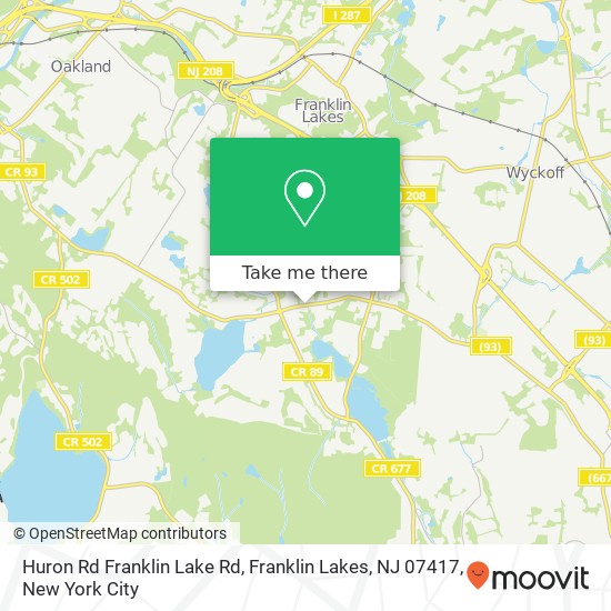 Mapa de Huron Rd Franklin Lake Rd, Franklin Lakes, NJ 07417