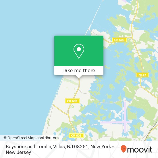 Mapa de Bayshore and Tomlin, Villas, NJ 08251