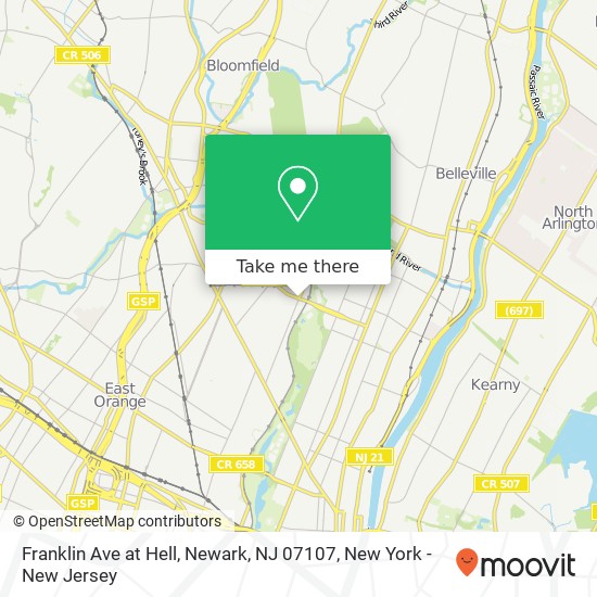 Franklin Ave at Hell, Newark, NJ 07107 map