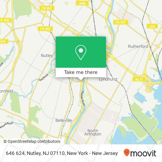 Mapa de 646 624, Nutley, NJ 07110