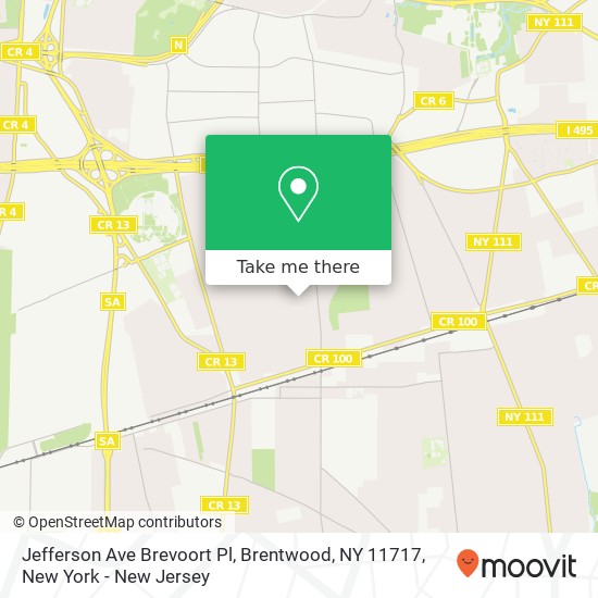 Mapa de Jefferson Ave Brevoort Pl, Brentwood, NY 11717