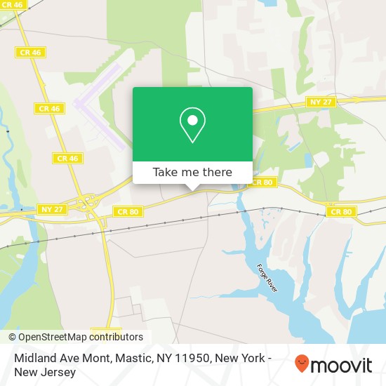 Mapa de Midland Ave Mont, Mastic, NY 11950