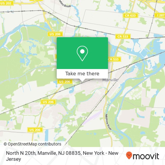Mapa de North N 20th, Manville, NJ 08835