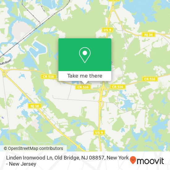 Mapa de Linden Ironwood Ln, Old Bridge, NJ 08857