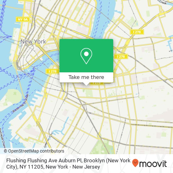 Flushing Flushing Ave Auburn Pl, Brooklyn (New York City), NY 11205 map
