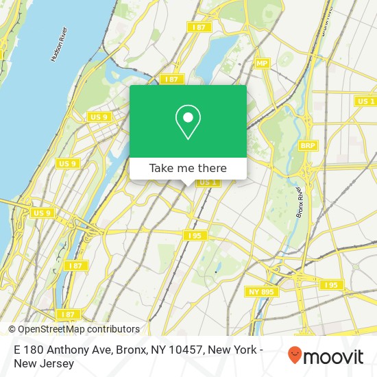 Mapa de E 180 Anthony Ave, Bronx, NY 10457