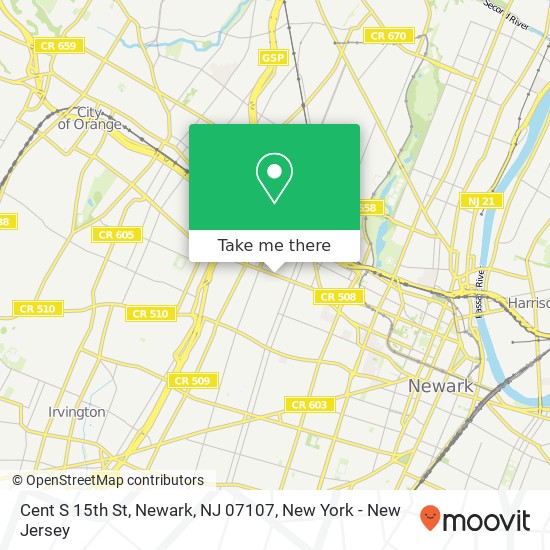 Mapa de Cent S 15th St, Newark, NJ 07107