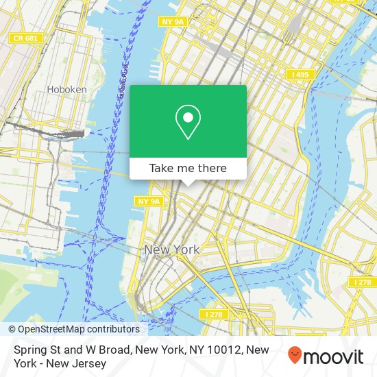 Spring St and W Broad, New York, NY 10012 map