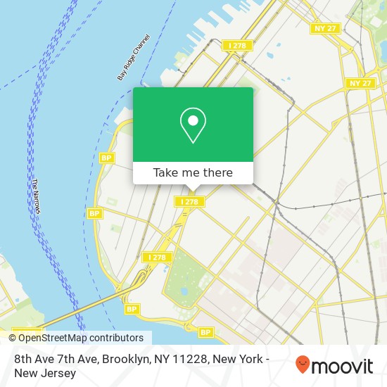 Mapa de 8th Ave 7th Ave, Brooklyn, NY 11228