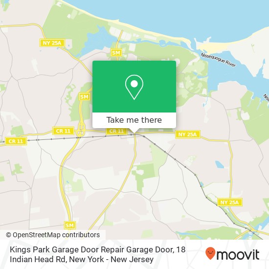 Mapa de Kings Park Garage Door Repair Garage Door, 18 Indian Head Rd