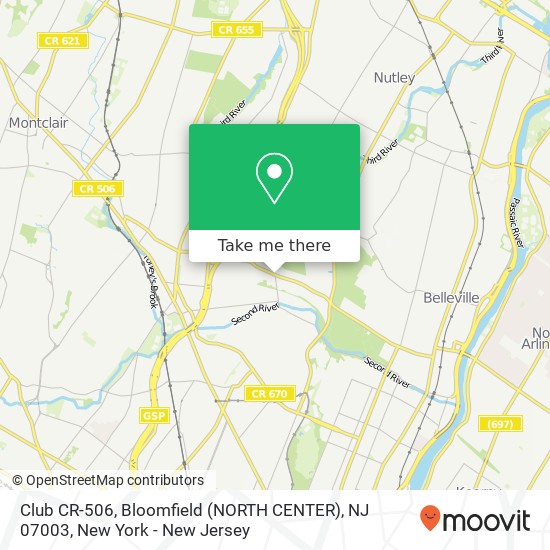 Mapa de Club CR-506, Bloomfield (NORTH CENTER), NJ 07003