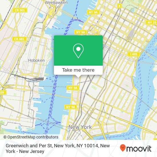Greenwich and Per St, New York, NY 10014 map