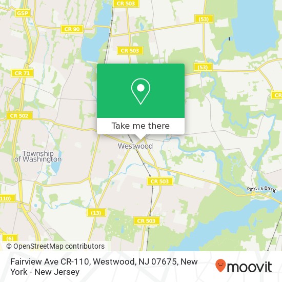 Fairview Ave CR-110, Westwood, NJ 07675 map