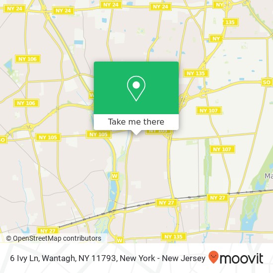 Mapa de 6 Ivy Ln, Wantagh, NY 11793