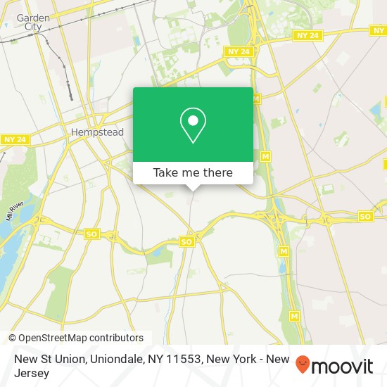Mapa de New St Union, Uniondale, NY 11553