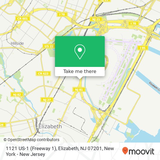 Mapa de 1121 US-1 (Freeway 1), Elizabeth, NJ 07201