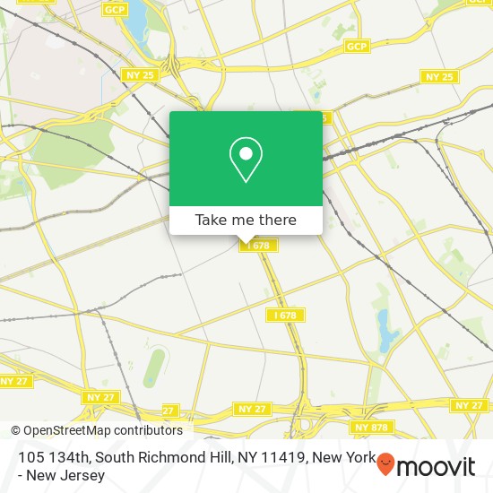 Mapa de 105 134th, South Richmond Hill, NY 11419