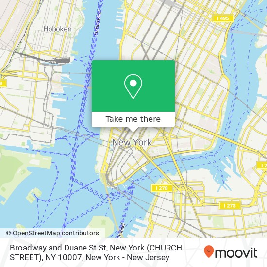 Mapa de Broadway and Duane St St, New York (CHURCH STREET), NY 10007
