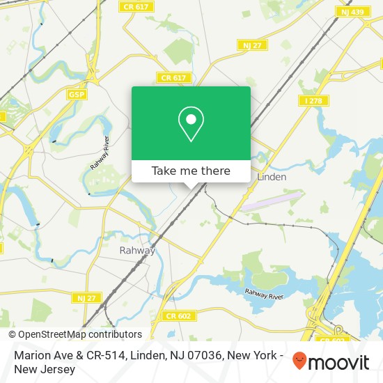 Marion Ave & CR-514, Linden, NJ 07036 map