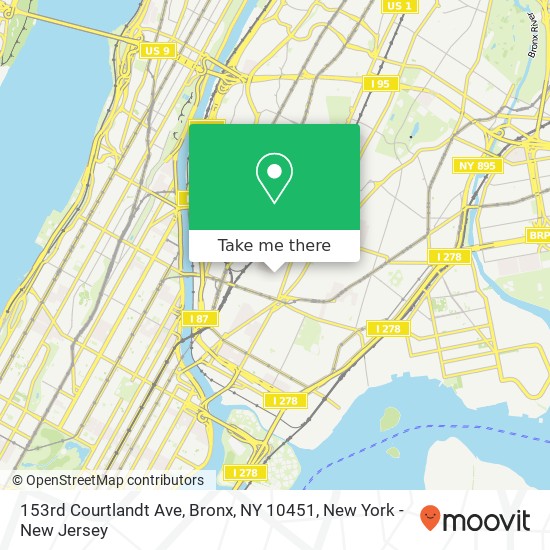 Mapa de 153rd Courtlandt Ave, Bronx, NY 10451