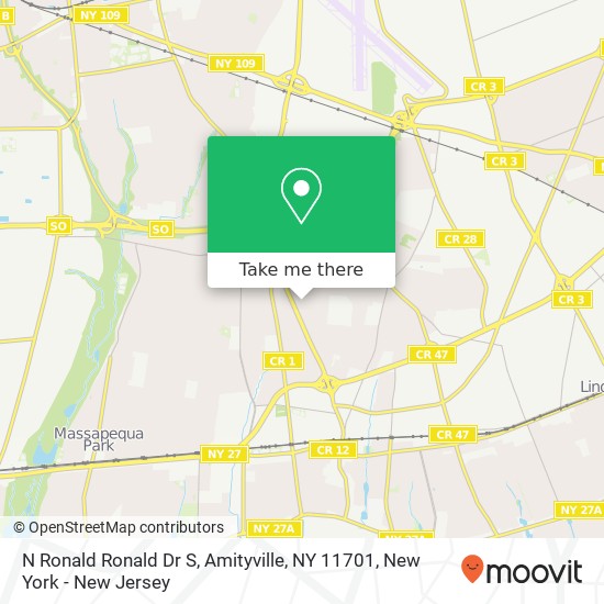 Mapa de N Ronald Ronald Dr S, Amityville, NY 11701