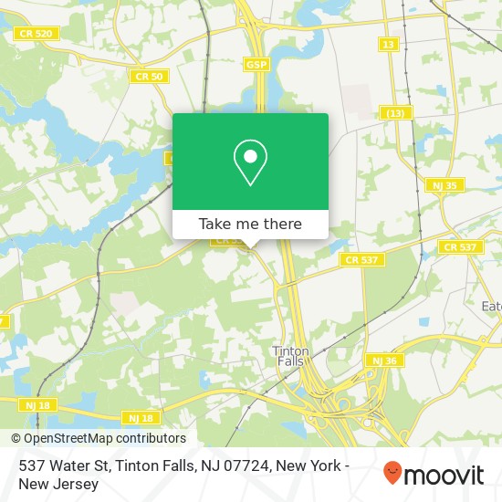 Mapa de 537 Water St, Tinton Falls, NJ 07724
