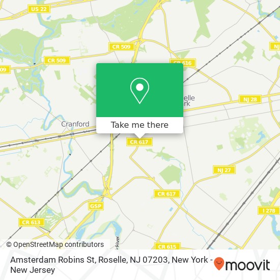 Mapa de Amsterdam Robins St, Roselle, NJ 07203