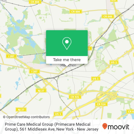 Mapa de Prime Care Medical Group (Primecare Medical Group), 561 Middlesex Ave