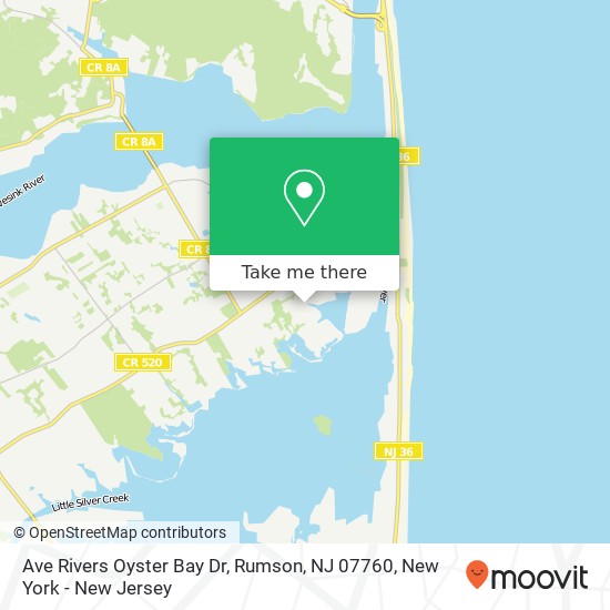 Mapa de Ave Rivers Oyster Bay Dr, Rumson, NJ 07760