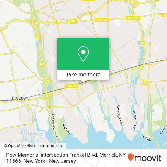Mapa de Pow Memorial intersection Frankel Blvd, Merrick, NY 11566