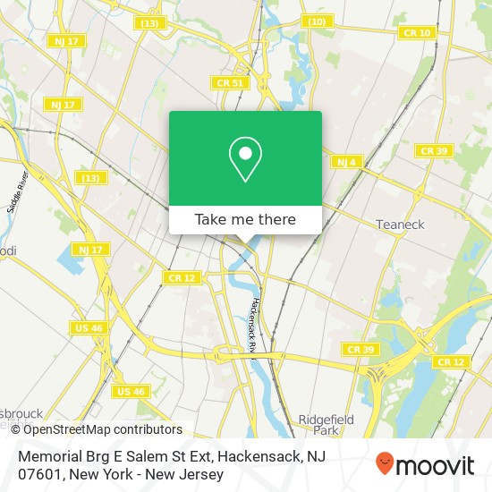 Mapa de Memorial Brg E Salem St Ext, Hackensack, NJ 07601