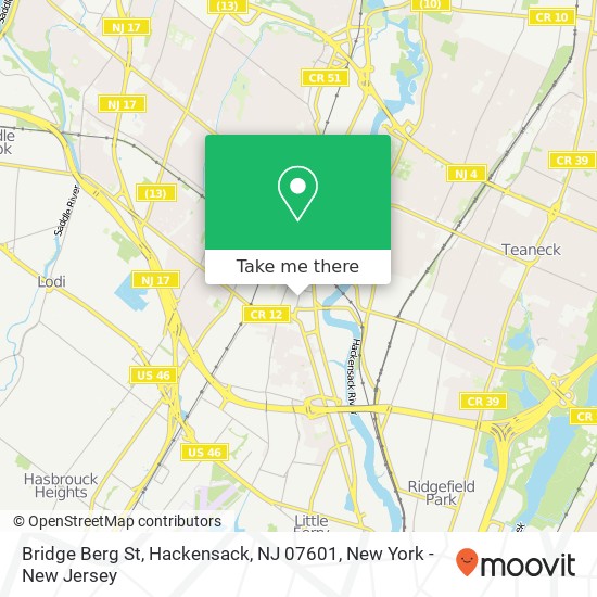 Mapa de Bridge Berg St, Hackensack, NJ 07601