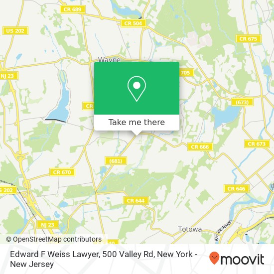 Edward F Weiss Lawyer, 500 Valley Rd map